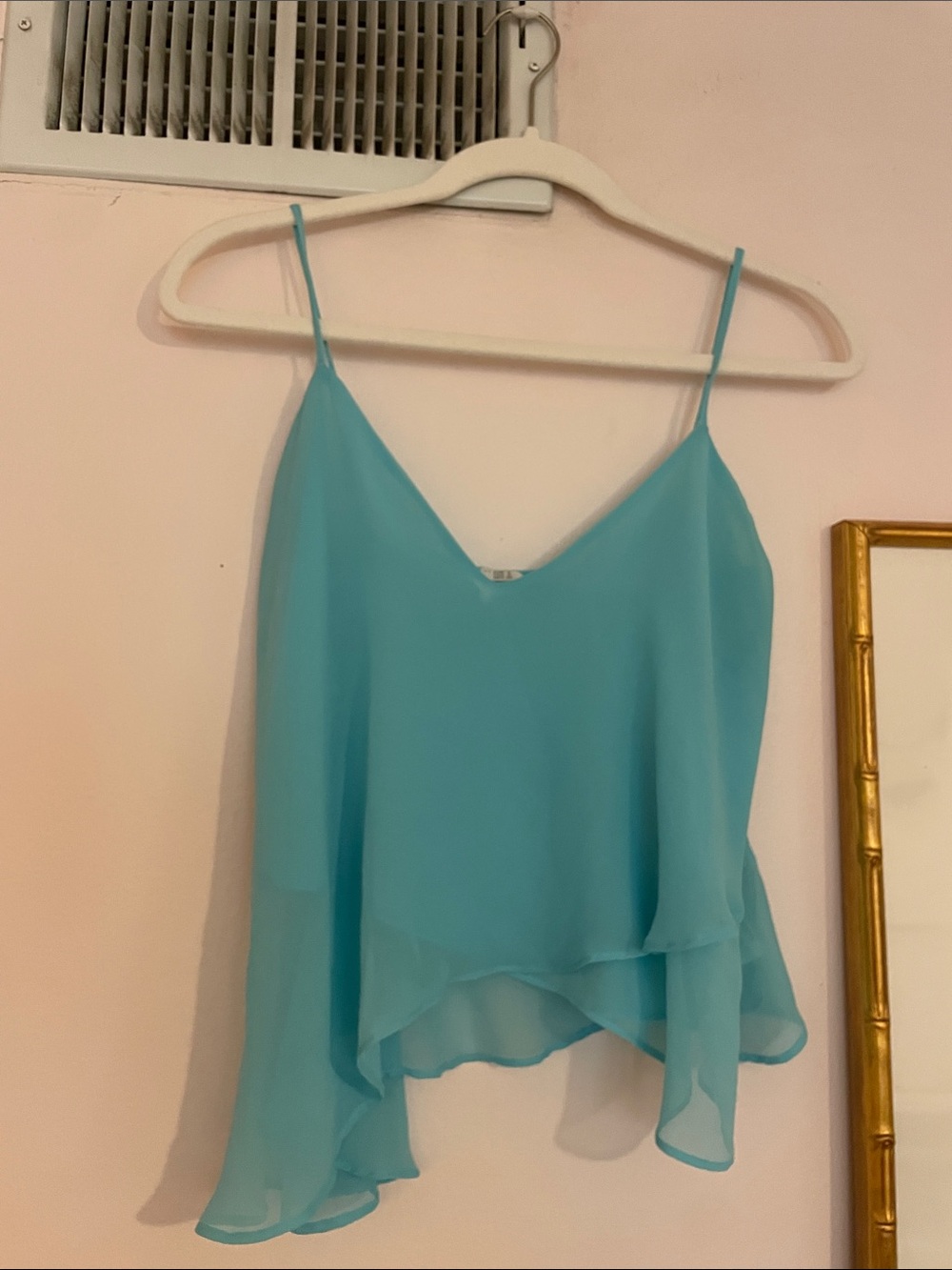 Zara Aqua Blue Chiffon Spaghetti-Strap Cami size small